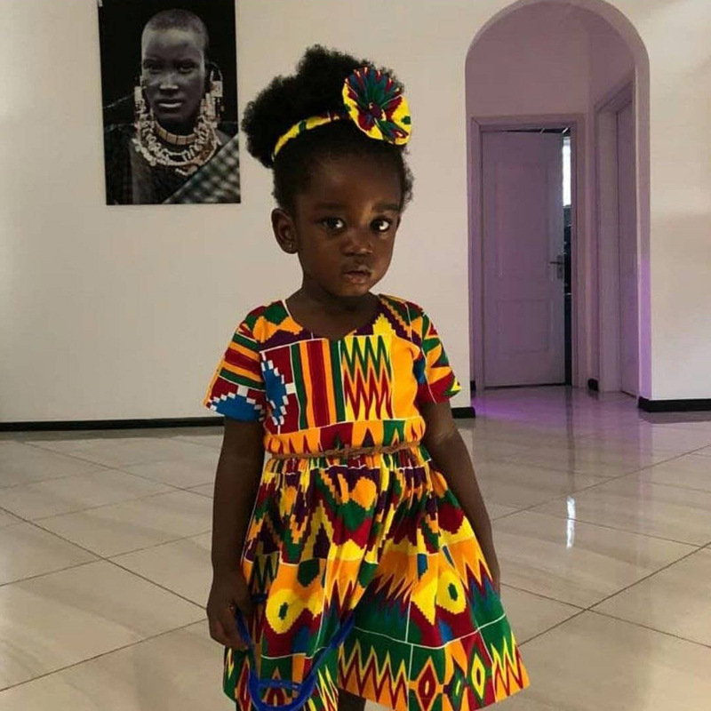 African Dress Girl Traditional African Clothing Bohemia Kid Kawaii Sundress Elegant Children Print Summer Style