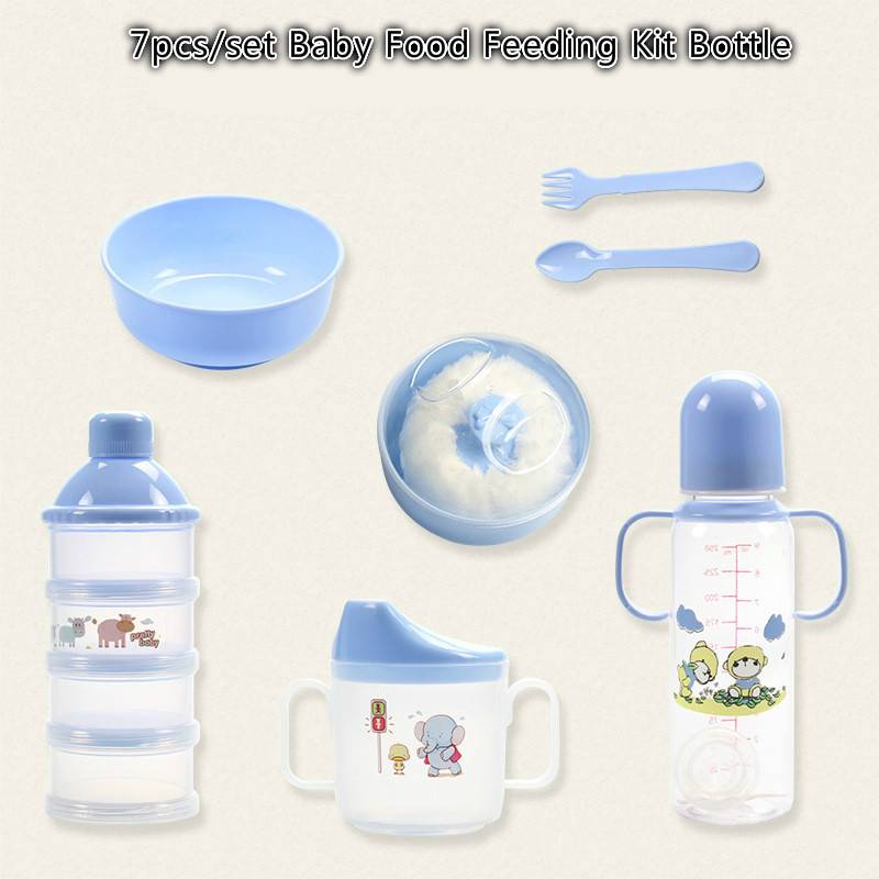 7pcs/set Baby Food Feeding Kit Bottle Teether Pacifier Bottle Storage Box Bottle Clip Tool Set Bottle Feeding Gifts For Child