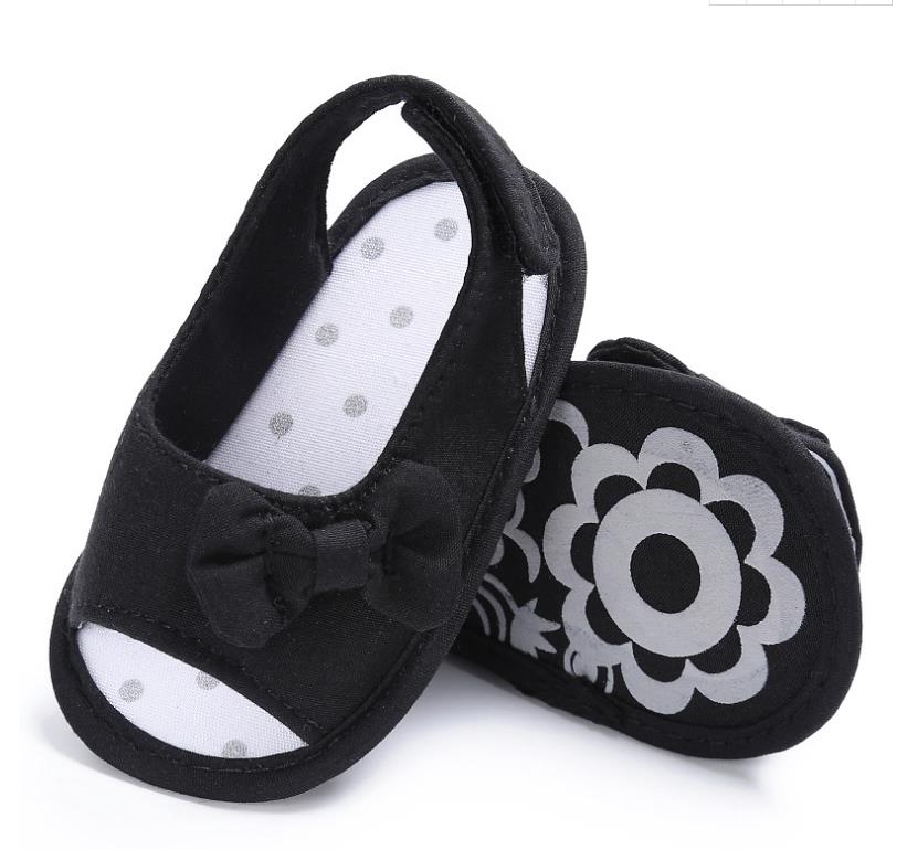 Sweet Canvas Newborn Baby Shoes Footwear Infant Toddler First Walkers Summer Girls Princess Bow Peep Toe Dress Shoe