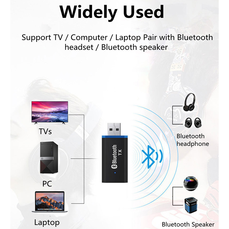 Bluetooth Transmitter 5.0 + EDR Audio Adapter For TV PC Headphones 3.5MM Jack AUX USB Stereo Music Wireless Adapter Plug & Play