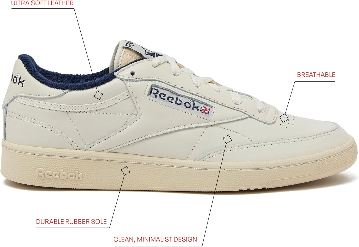 Reebok Mens Club C 85 Vintage Tennis Sneakers for Men