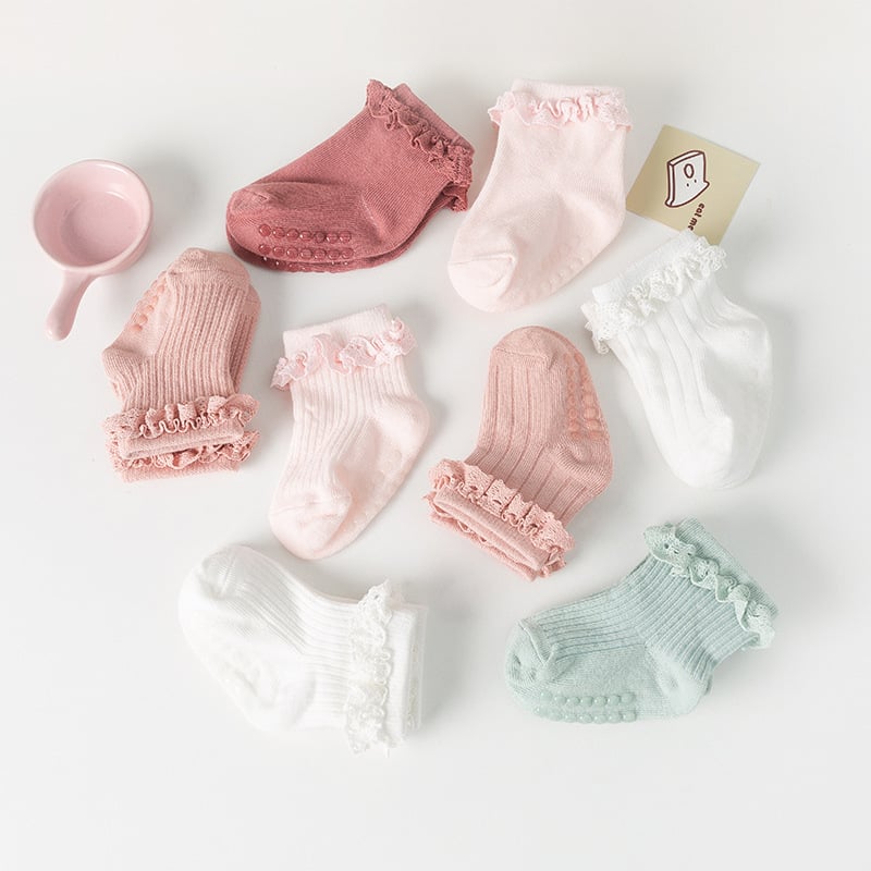 Baby Socks Infant Newborn Socks Cotton Solid Color Lace Ruffle Baby Floor Socks Baby Girls Socks Clothes Accessories