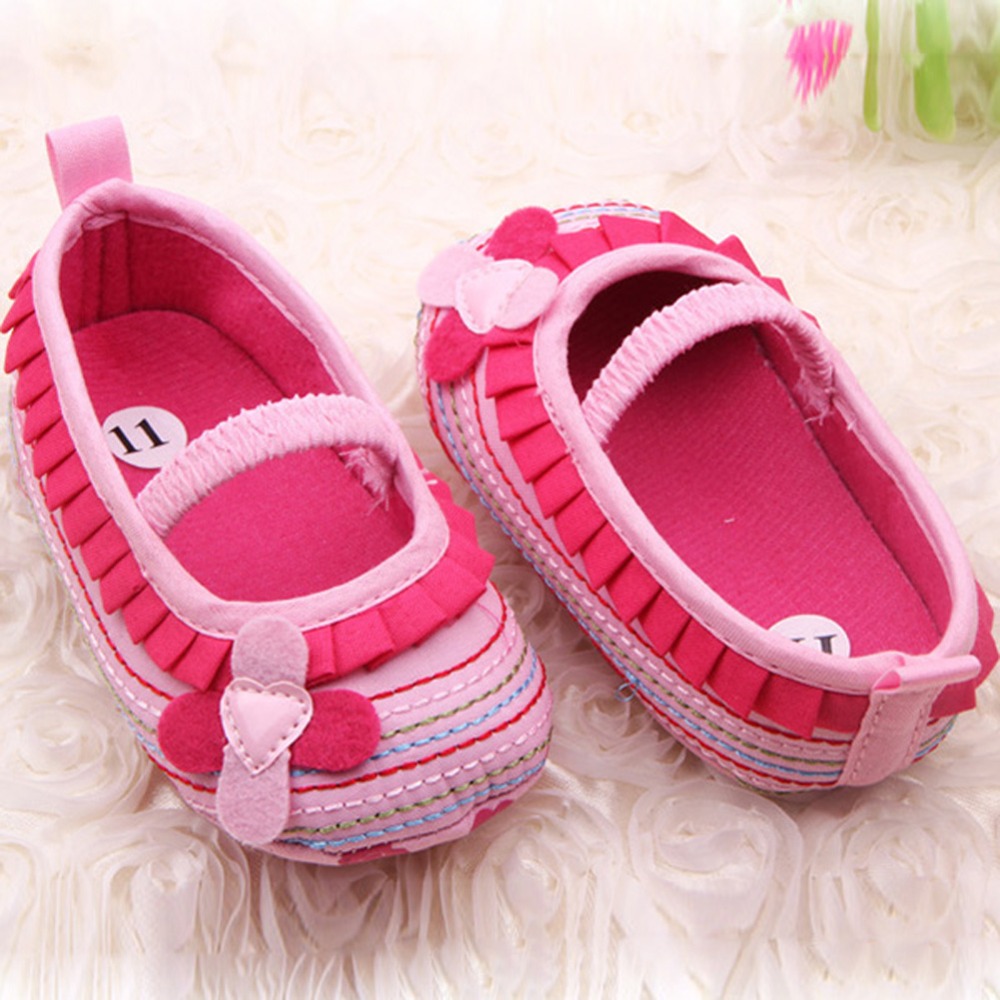 0-12M Sweet Newborn Baby Girls Flower Ruffled Shoes Toddler Soft Bottom Kids Crib First Walkers
