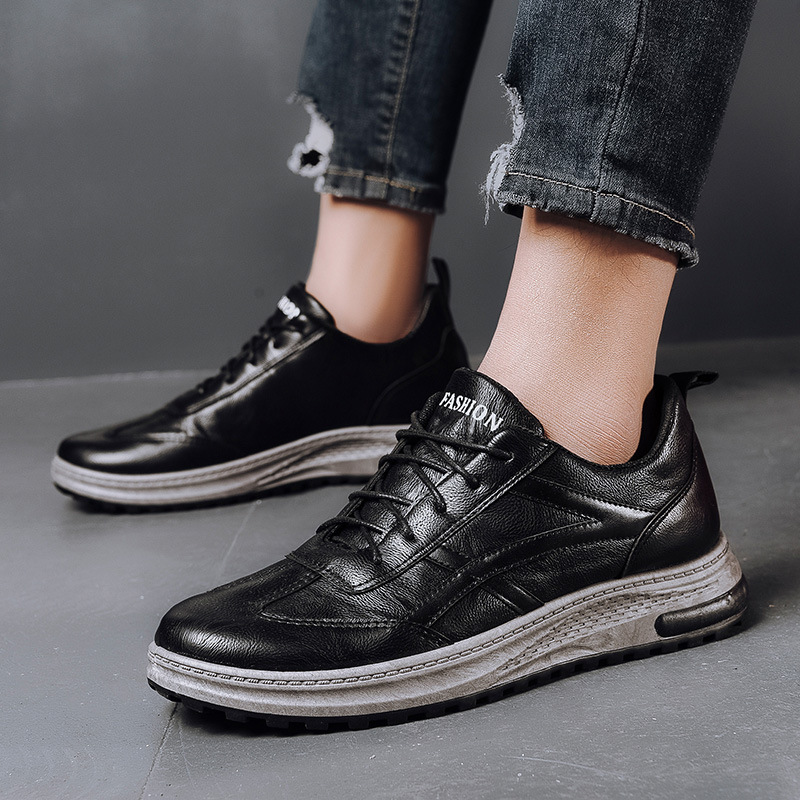 Leather shoe trend, British style casual shoes, men's plus size workwear shoes