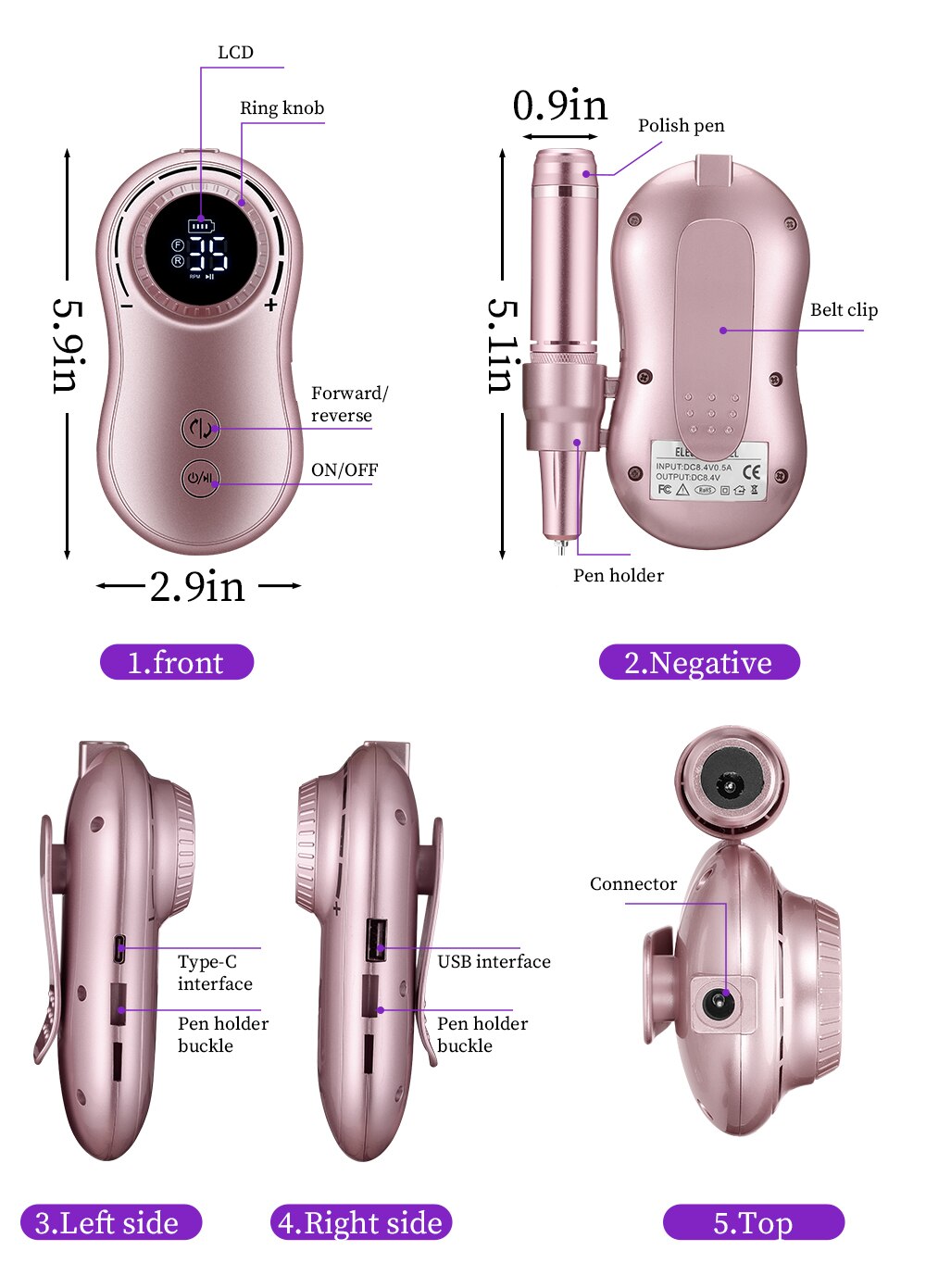 35000RPM Nail Drill Machine Rechargeable Nail File Nails Accessories Gel Nail Polish Sander Professional Tool Manicure Set