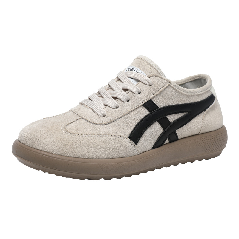 Fashion training shoes, white shoes, women's retro training, casual lace up running sports shoes, ins versatile flat shoes