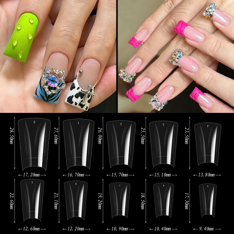 500 PCS Duckbill Shape Acrylic False Nail Tips Wide French Half Cover Gel Extension Fake Nails Special Shaped Nails Art Manicure