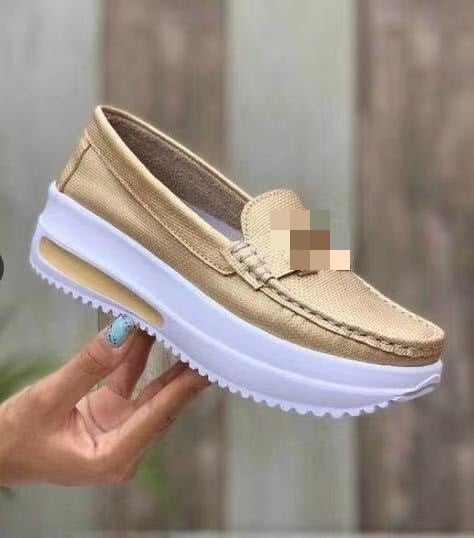 Thick sole round toe solid color women's 40-43PU shallow cut women's flat sole single shoes