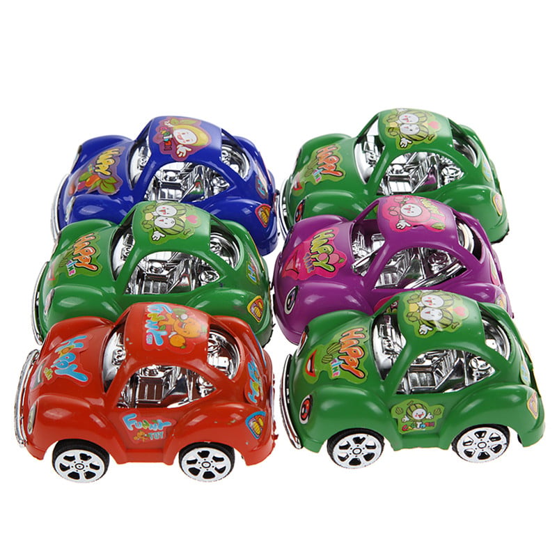 6pcs/ Colorful Funny Mini Pull Back Car Set Children Boys Cartoon Pull Back Vehicle Car Toys Gift Cute Beetle Car Toy Models