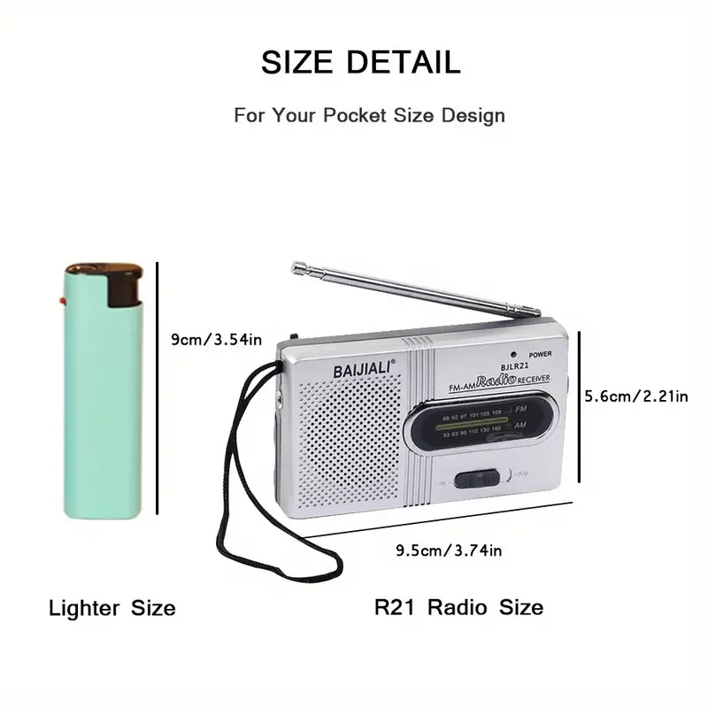 New Portable Elderly Pocket Mini Radio Built-in Speaker Full Band AM/FM Battery Long Standby Strong Signal For Outdoor Sport