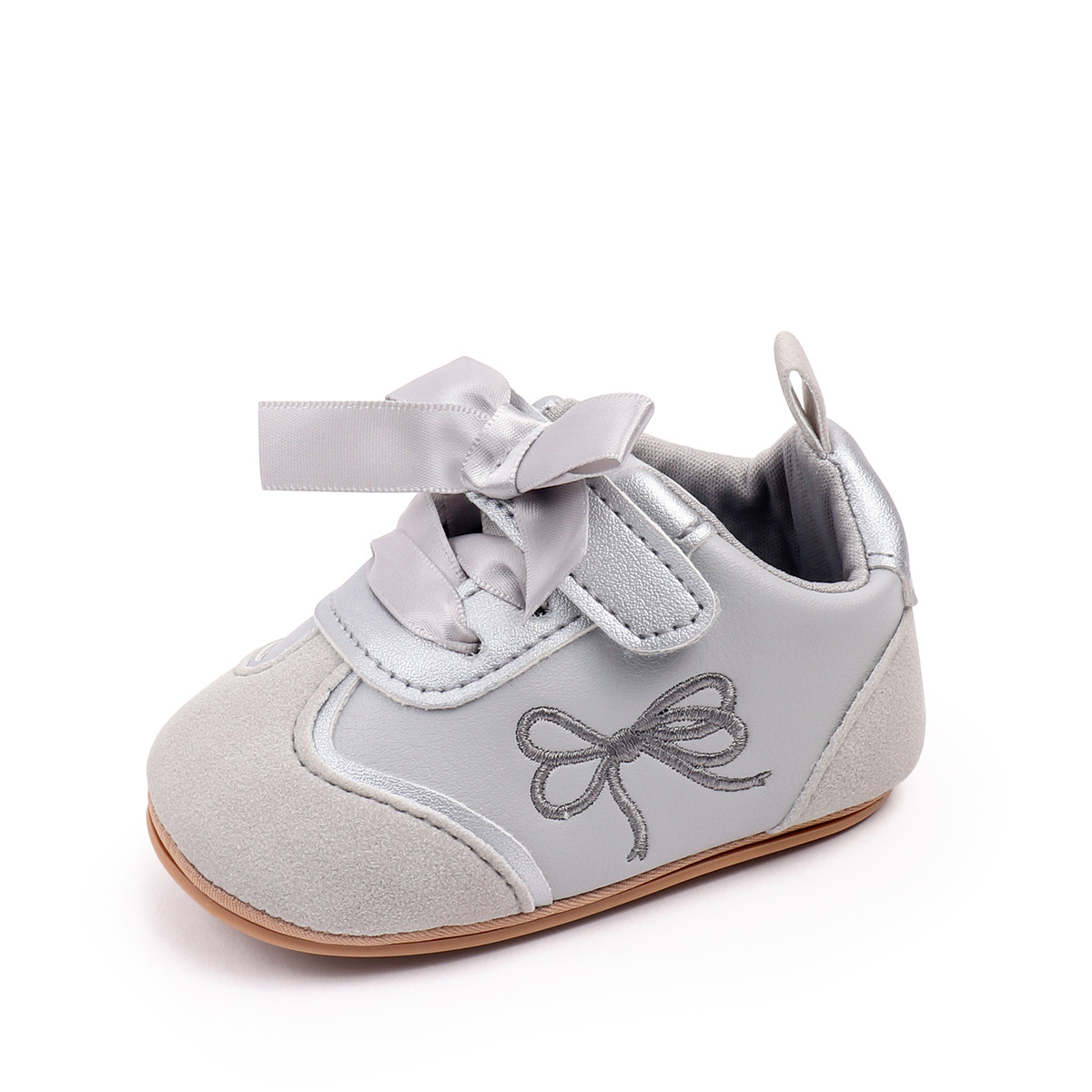 2026 New Design Newborn Baby Girls Causal Sport Style First Walking Outdoor PVC Sole With Beautiful Bow Toddler Shoes