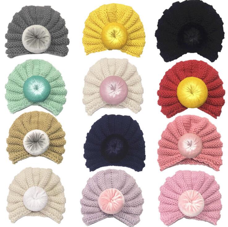 New Baby Boy Girl Knitted Turban Baby's Pure Donut Hair Cap Autumn Winter Warm Headwear Children's Hair Accessories
