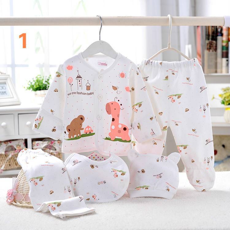 5PCS/set Newborn Baby Boy Girl Clothing Set 0-3 Months 100% Cotton Cartoon Animal Underwear New Born Babies Clothes Homewear