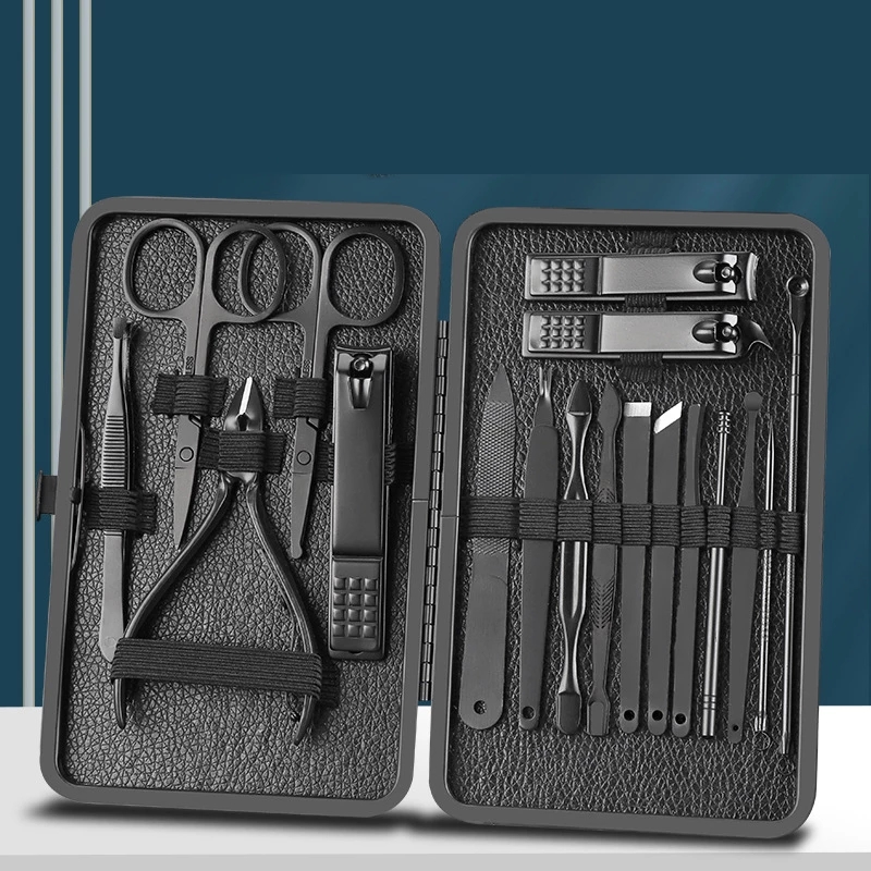 18 pcs Manicure Cutters Nail Clipper Set Household Stainless Steel Ear Spoon Nail Clippers Pedicure Nail Scissors Tool