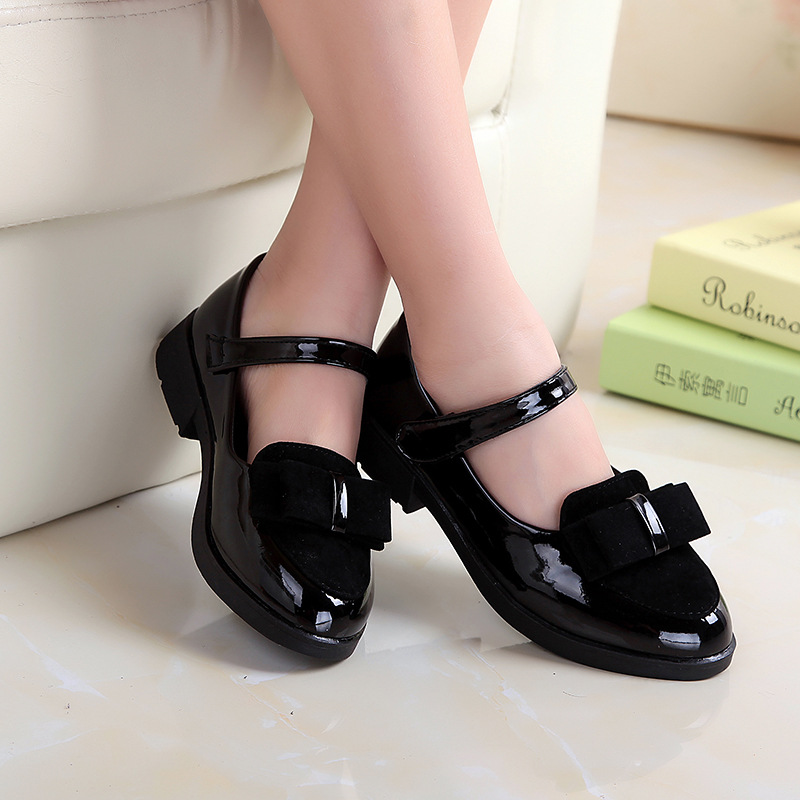 Leather Shoes for Kids Princess Sandals Dress School Fashion Bow Summer Children Black Flat Damping Shoes Wedding Party
