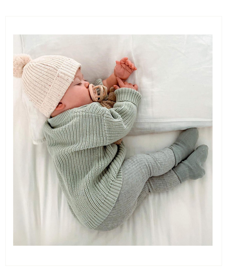 Baby sweater, round neck, baby knitted base sweater, baby inner layer, girls' and children's base cotton clothes