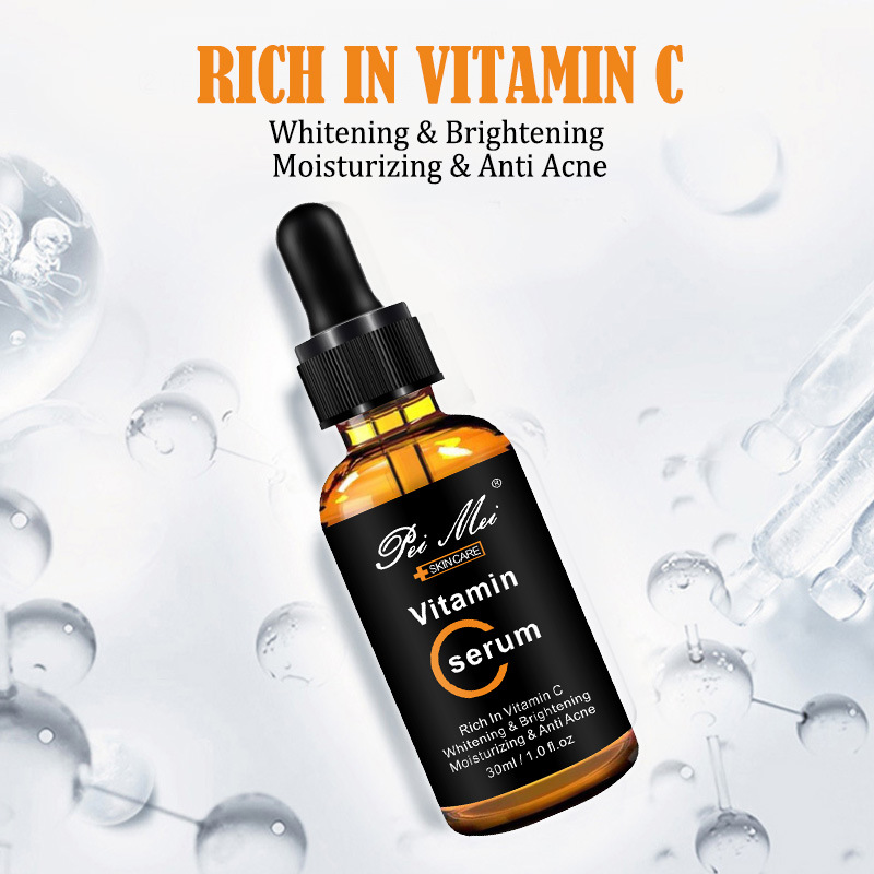 30ml Vitamin C Serum Anti-aging Whitening VC Essence Oil Topical Facial Serum with Hyaluronic Acid Vitamin E Cosmetic
