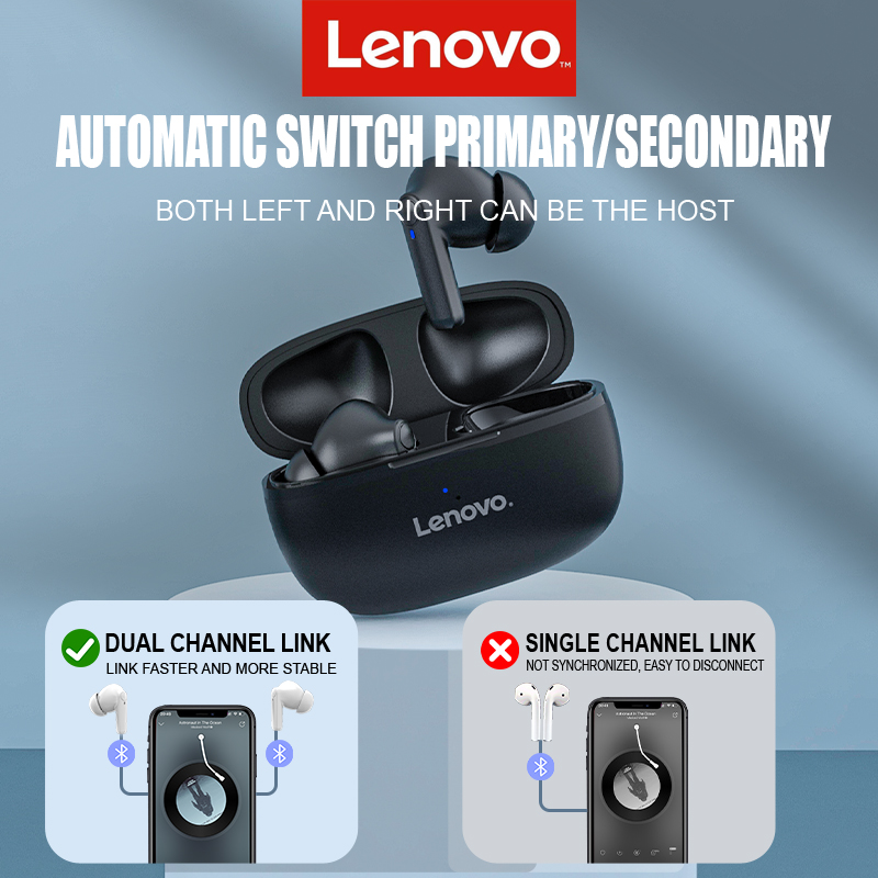 Original Lenovo HT05 Wireless Bluetooth Earbuds TWS White Headphones IPX5 Waterproof Earphone HE05 XE05 Noise Reduction Headset