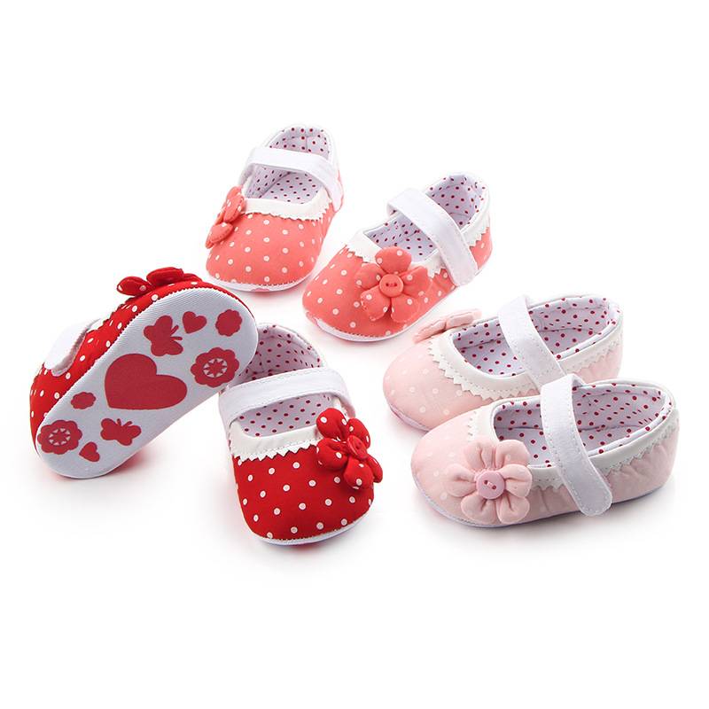 Dot Flower Baby Girls Shoes Soft Bottom Shoes Toddler Shoes Baby Shoes