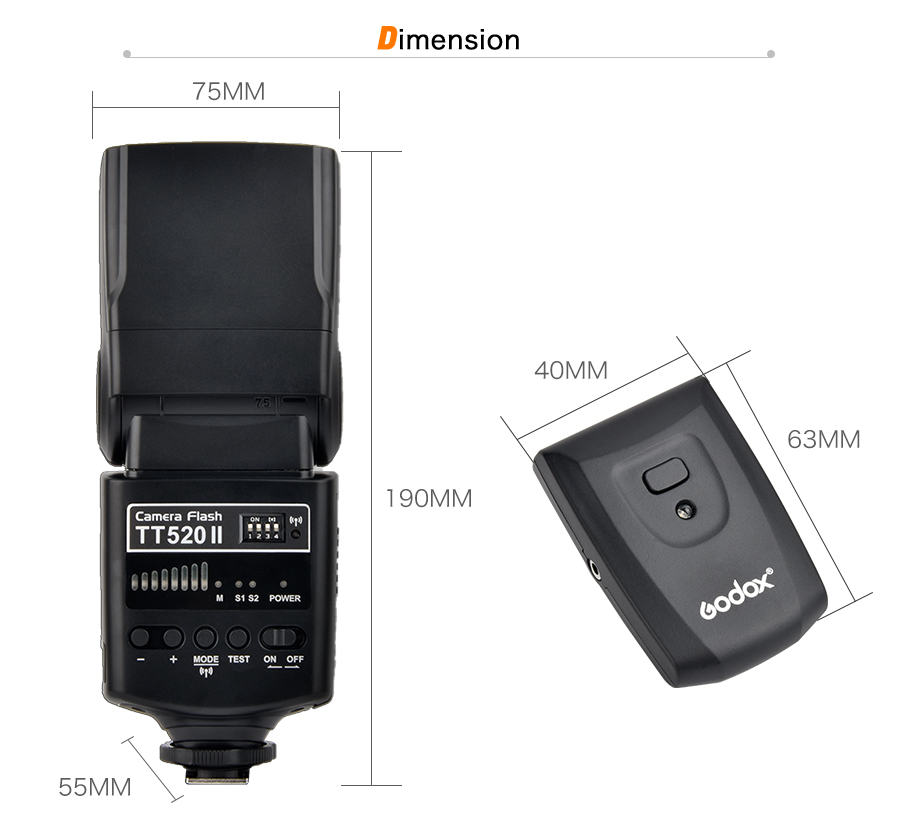 Godox Camera Flash TT520II with Build-in 433MHz Wireless Signal for Canon Nikon Pentax Olympus DSLR Cameras