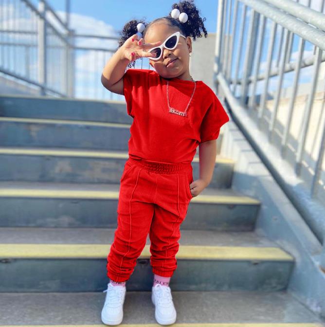 children's wear short sleeved sweater two-piece children's wear girls' suit baby clothes