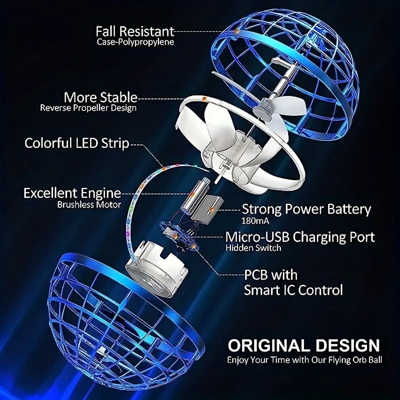 1pc UFO intelligent spinning ball flying ball intelligent sensing spinning ball floating ball magic ball black technology toy