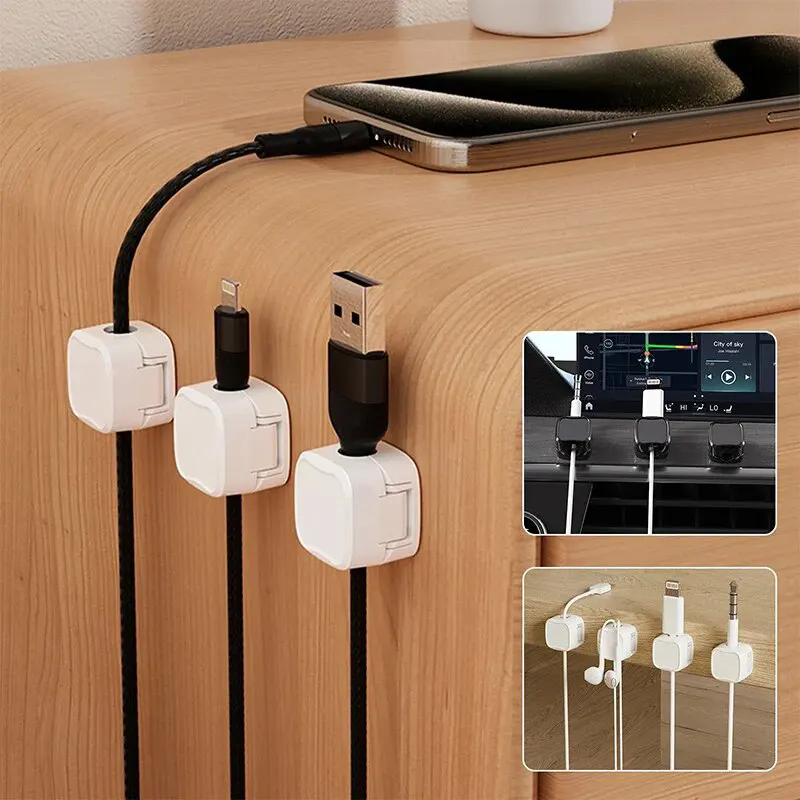 6pcs Cable Organizer Magnetic Plug Box Silicone Cable Winder Flexible Cable Management Clips for Mouse Earphone