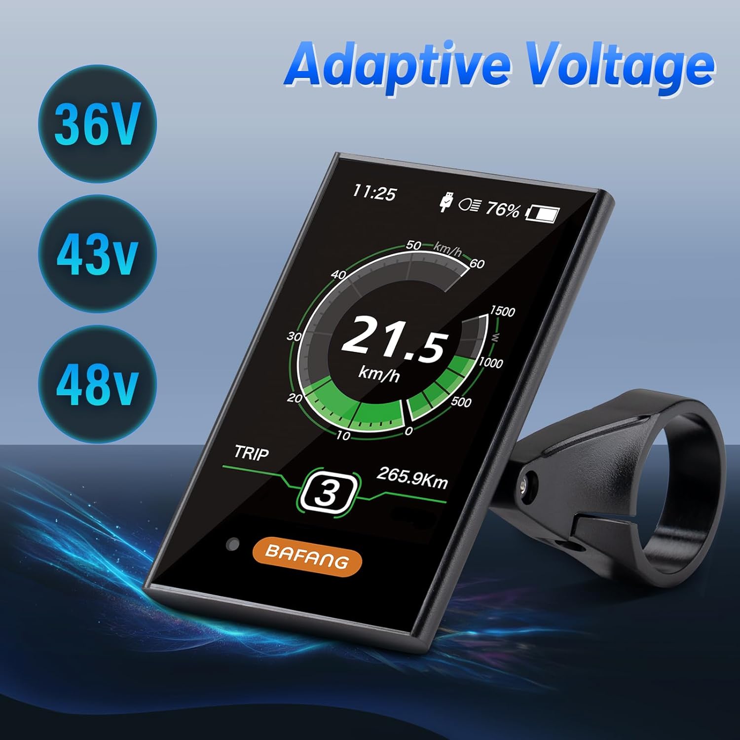 BAFANG Ebike Display DPC18 for BBS01B BBS02B BBSHD UART Version Mid Drive Motor, 0-9 Pedal Assist Levels E-Bike Computer Display