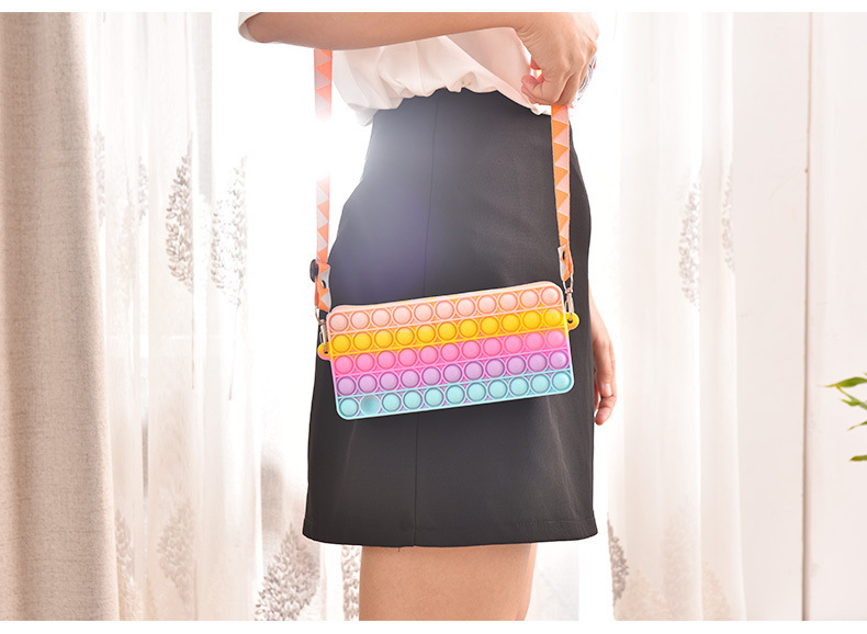 Fashion Pop Push Bubble Fidget Shoulder Bag With Strap Large Capacity Pencil Case Coin Purse Kids Wallet Antistress Fidget Toys