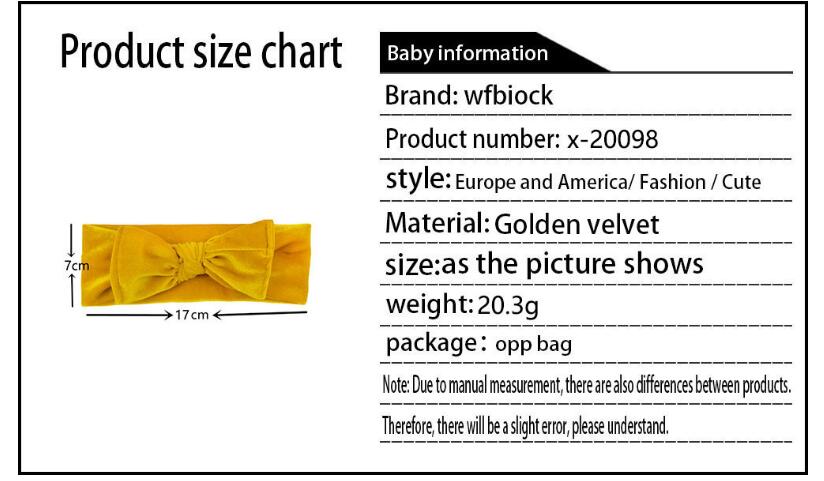 New style children's hair band golden velvet bow scarf baby hair accessories