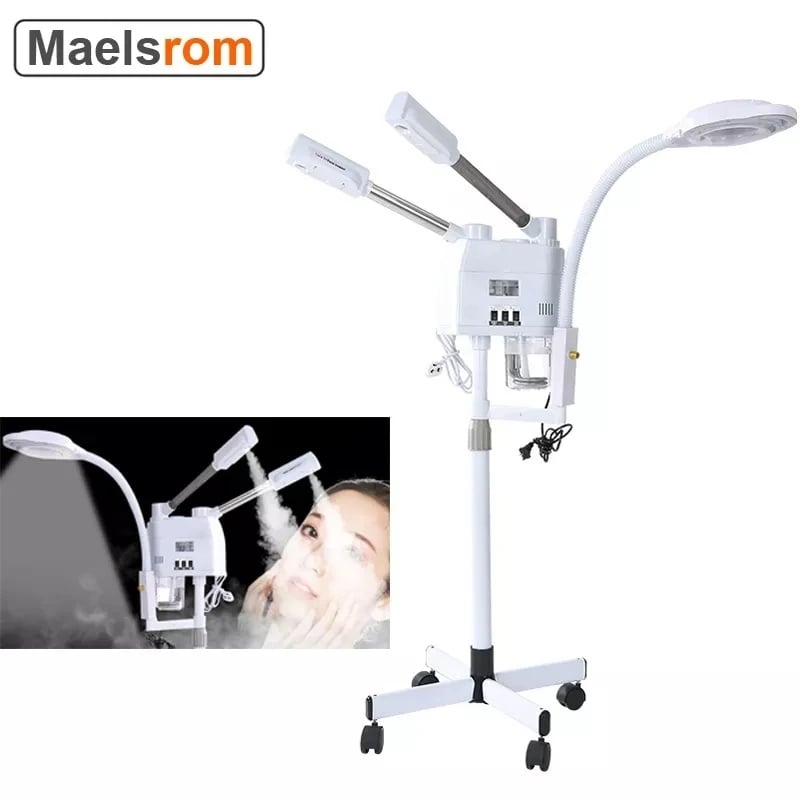 3 in 1 Ozone Nano Ionic Facial Steamer Upgrade Hot Cold Steam Vaporizer Humidifier with 8X LED Magnifying Lamp Beauty Salon Spa