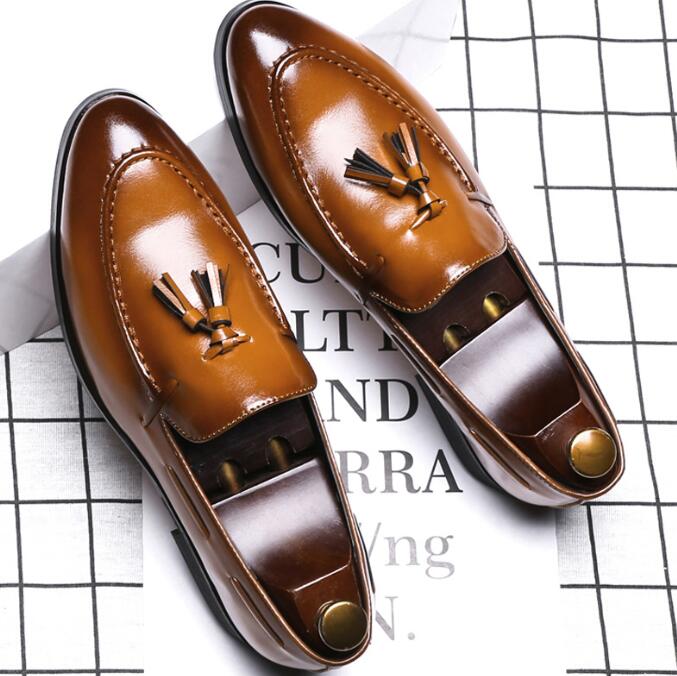 Leather Luxury Fashion Wedding Shoes Men style Oxford dress Shoes business classical men brown dress shoes