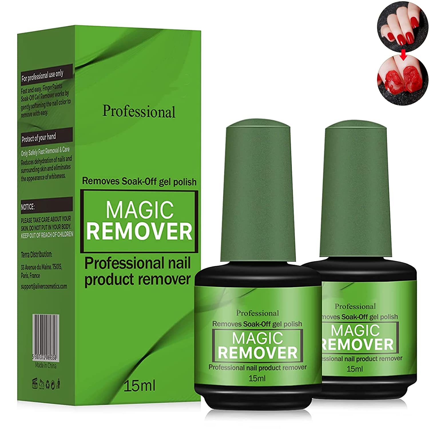 Pro-Soak UV Gel Nail Remover – 15ml Ultra-Efficient, Non-Drying Formula Designed Specifically for Quick, Complete Semi-Permanent