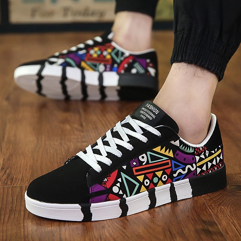 New Men Sneakers Casual Shoes Men Lovers Printing Fashion Flat Vulcanized Shoes chaussures pour hommes Women Sneakers