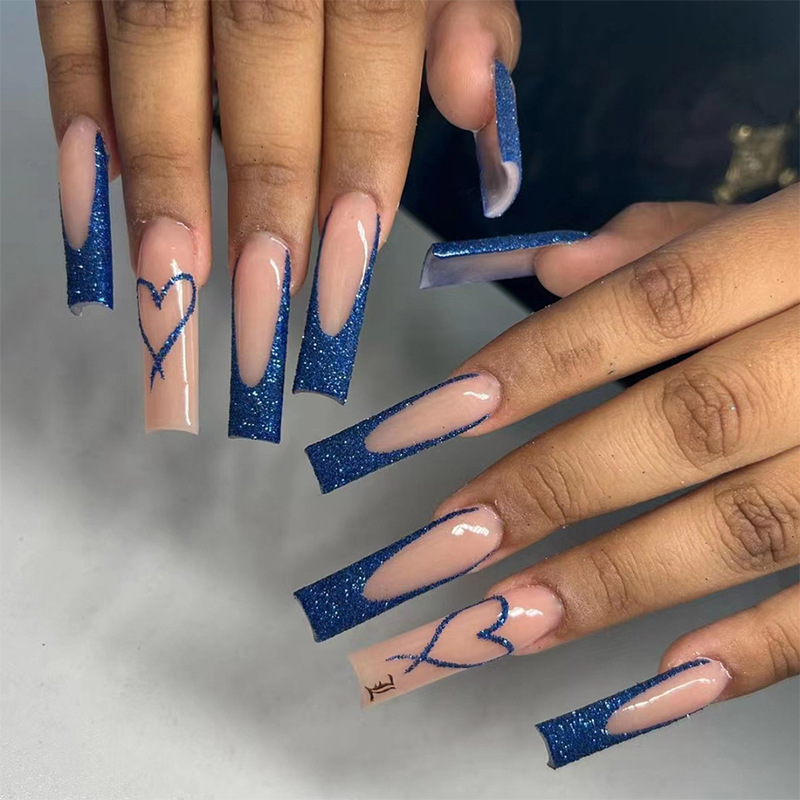 24pcs/Set Detachable Long Coffin Fake Nails Africa Orange Cartoon Pattern Full Nail Art Tips