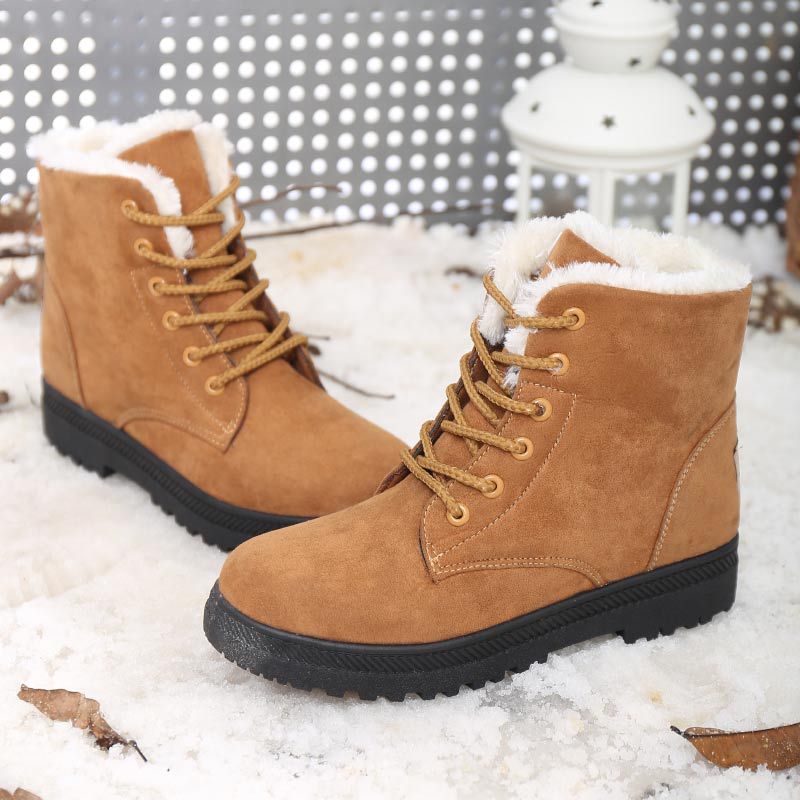 Women Winter Warm Fur Lined Snow Boots Casual Short Boots