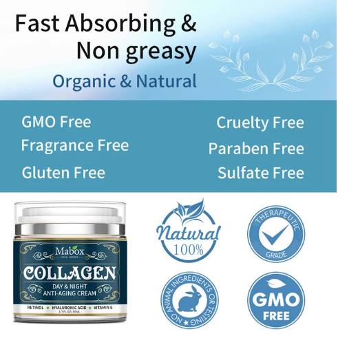Vitaming C Collagen Anti-Aging Cream, Retinol Face Cream, Hyaluronic Acid, Moisturizing Vitamin E, Skin Whitening Cream