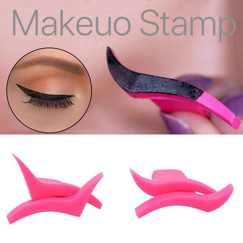2PCS Cat Eyeliner Stamp Eyeliner Template Stencil Models Professional Makeup Cat Eye Wing Style Easy To Makeup Eyeliner StaMP