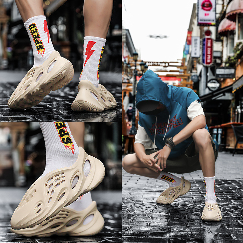 Summer new large size ripped shoes men's trend couple shoes men's sandals women's beach shoes lazy shoes
