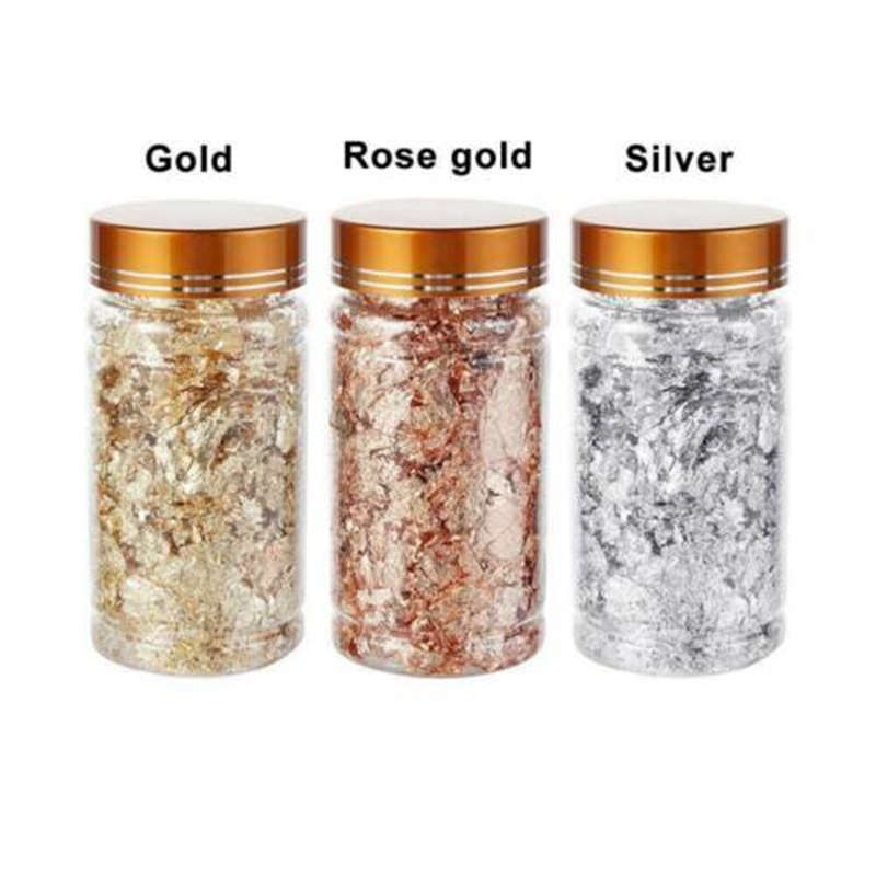Gold foils Aluminum Foil Flakes Luxury Nail Art Sequins Fragments Glitter Decoration 3G