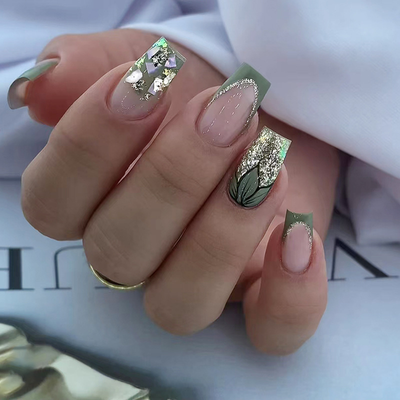 24pcs/set Middle Long Nails Multicolor Water-drop False Nails Finished Nail Art Fake Nails Art Nail