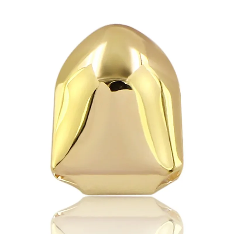 3 Colors Custom Fit Gold Plated HipHop Single Tooth Grillz Cap Top Bottom Dental Grill Teeth Caps Halloween Cosplay