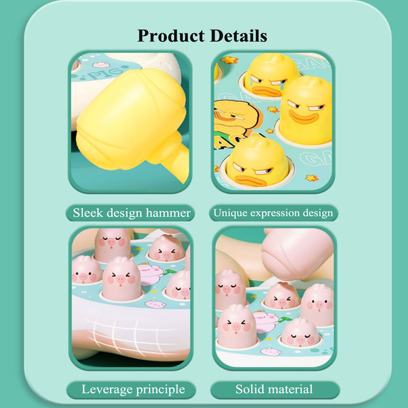 1set Duck/Frog/Pig Baby Toy Montessori Learning Game Educational Puzzle Gift for 12 24 Months Toddler Boy/Girl with Hammer