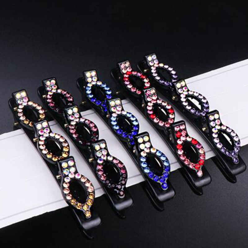 5pcs/pack Sparkling Crystal Stone Braided Hair Clips,Double Bangs Hair Clips Braided Hair for 1 Week Daily