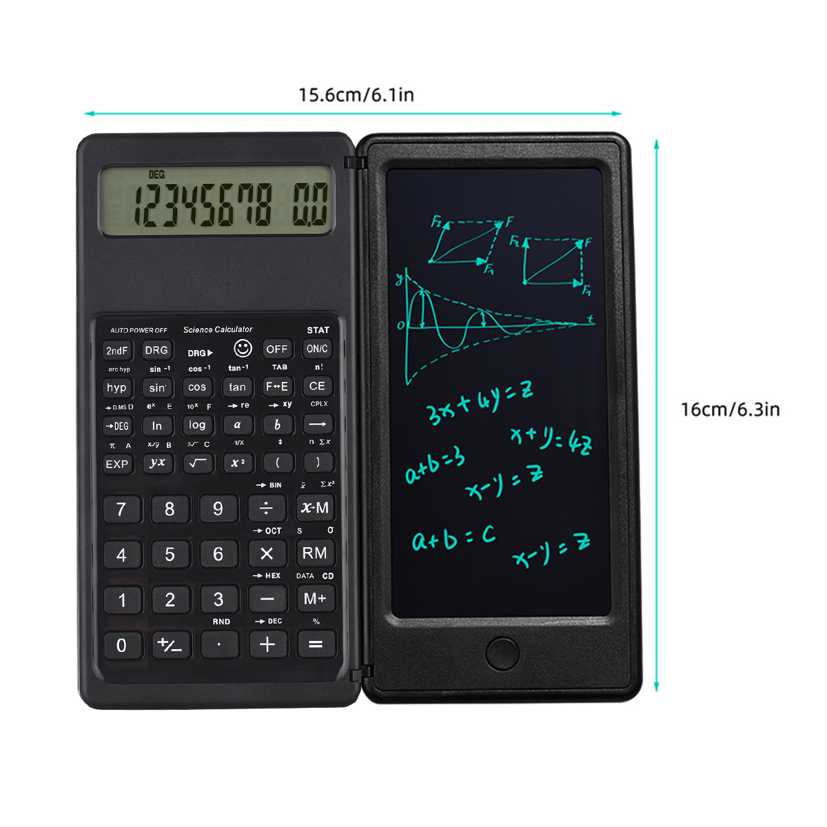 Portable Multifunction 12-Bit LCD Screen Science Smart Calculator With Writing Board Assist Children Learning Finance Calculate