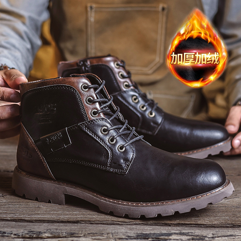 Genuine Leather Men's Boots Fashion Men's Casual Leather Shoes British Style Male Boots Shoes