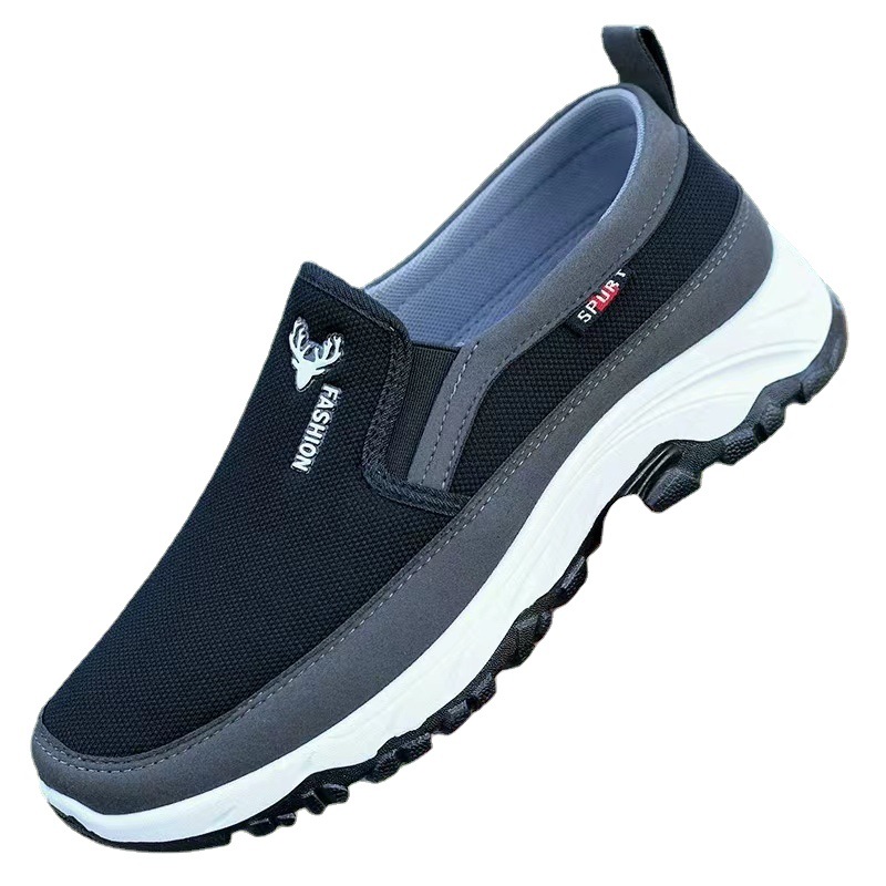 Men Casual Canvas Shoes Lightweight Summer Mesh Shoes Breathable Slip on Flats Men Fashion Walking Shoes Soft Loafers for Men