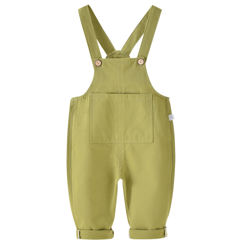 0-3Y Baby Girls Boys Suspender Pants Overalls Solid Color Pocket Casual Loose Trousers Toddler Bib Pants Girls Clothes