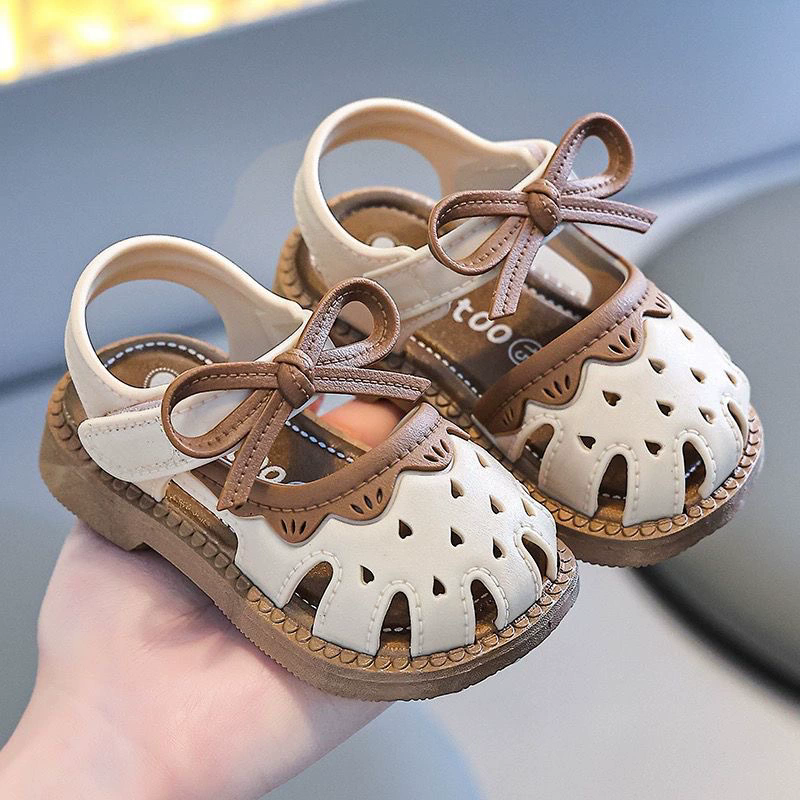 1 pair of Toddlers Shoe Children's Summer Sandals Baby Girls Breathable Bow Sandals Soft Sole Anti slip Princess Hollow Shoes
