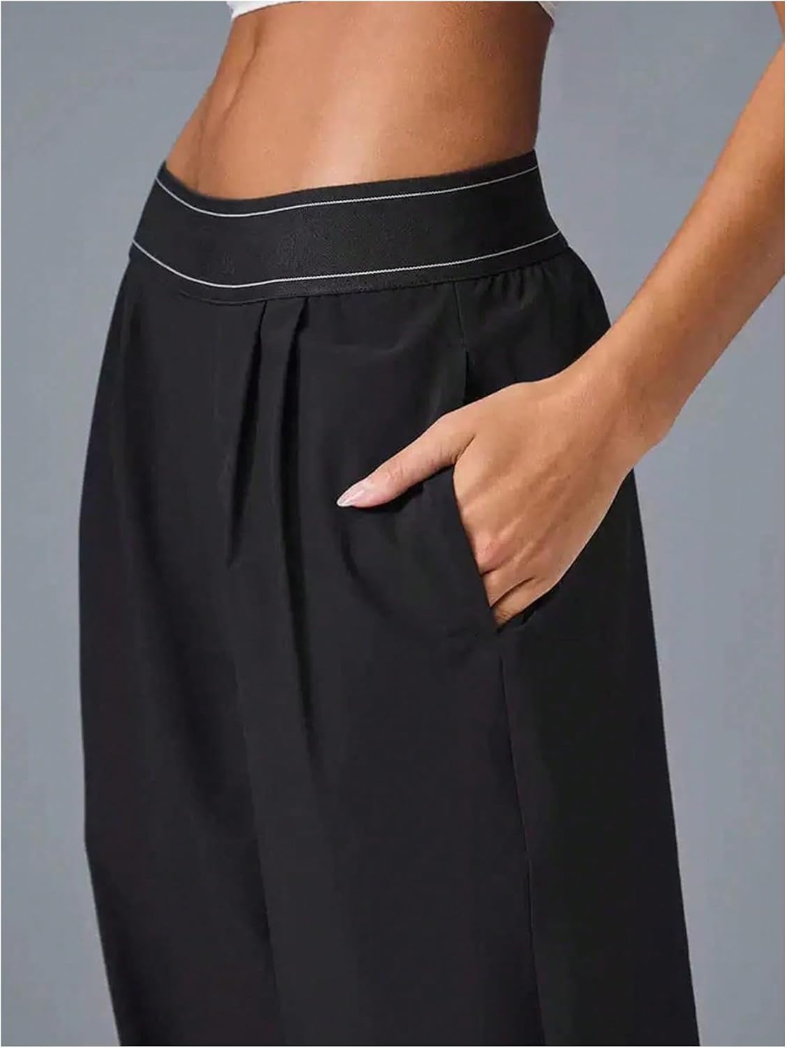 SOLY HUX Women's Lightweight Straight Leg Pants Elastic High Waisted Workout Yoga Casual Trousers with Pockets
